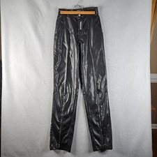 Pretty Little Thing Faux Leather Pants Womens Size 4 Black PU Zipper Leg Boot