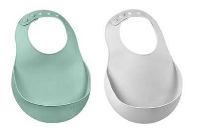 BEABA, Baby-Lätzchen, wasserdicht, Silikon, verstellbares Nackenband, große L