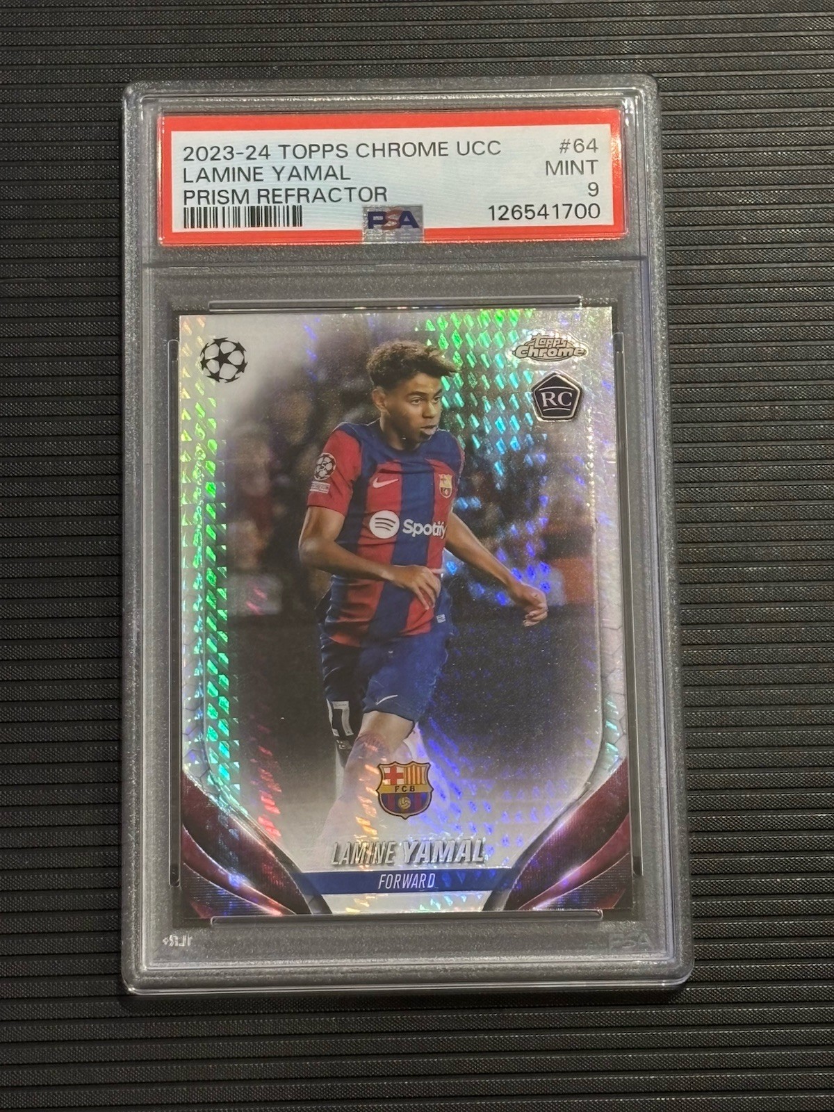 2023 Topps Chrome UCC #64 Lamine Yamal Prism Refractor PSA 9 RC