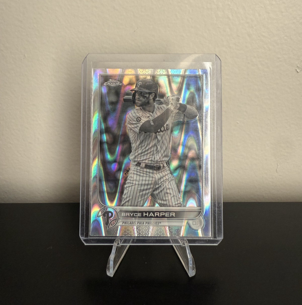 2022 Topps Chrome Bryce Harper Black & White RayWave Refractor - Phillies #220