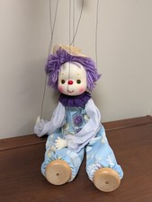Vtg Handmade Clown Marionette Precious Moments Inspired 15 Inch One Of A Kind