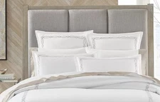 Hotel Collection "Portofino" Euro Shams, Set Of 2, 600TC, Silver/White, New!