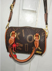 Jingpin Y2K Brown Monogram Mini Bowling Bag Red Cherry Charm Coquette Barrel