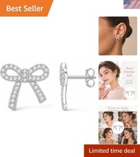 Bow Earrings for Women Sparkly Rhinestone Bow Stud Earrings Jewelry