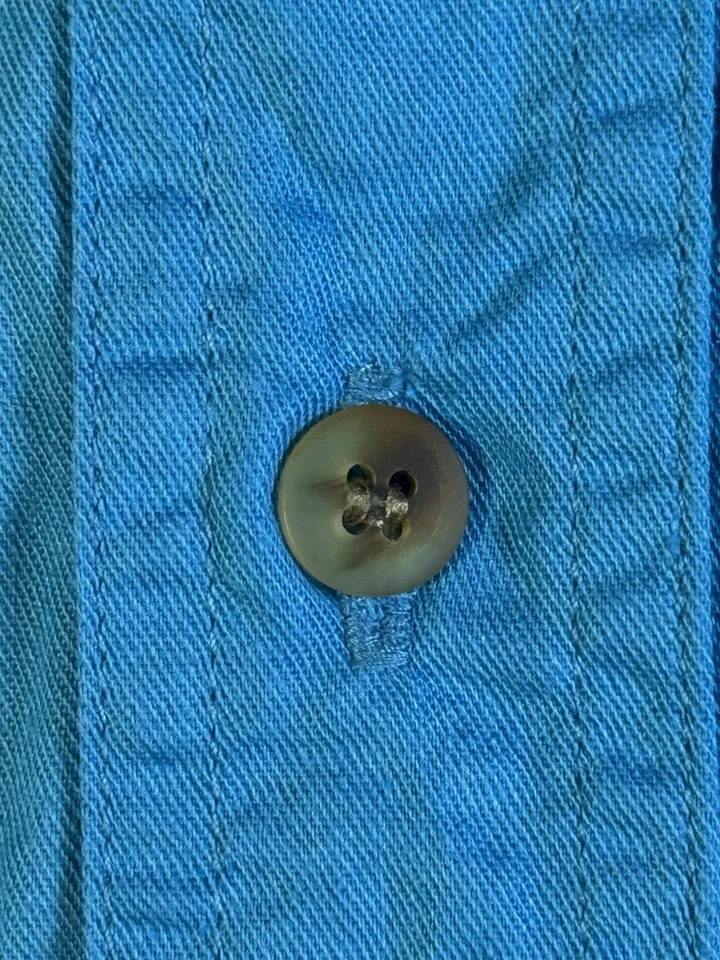 Vintage Bugle Boy Button Up Shirt Adult L Large Blue Crest Casual Mens w Pocket - Image 3 of 4