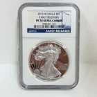 2015-W Proof American .999 Silver Eagle NGC PF70 Ultra Cameo Early Releases