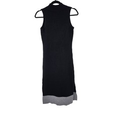 Athleta Ribbed Black Gray Sleeveless Colorblock Sweater Dress Size XS
