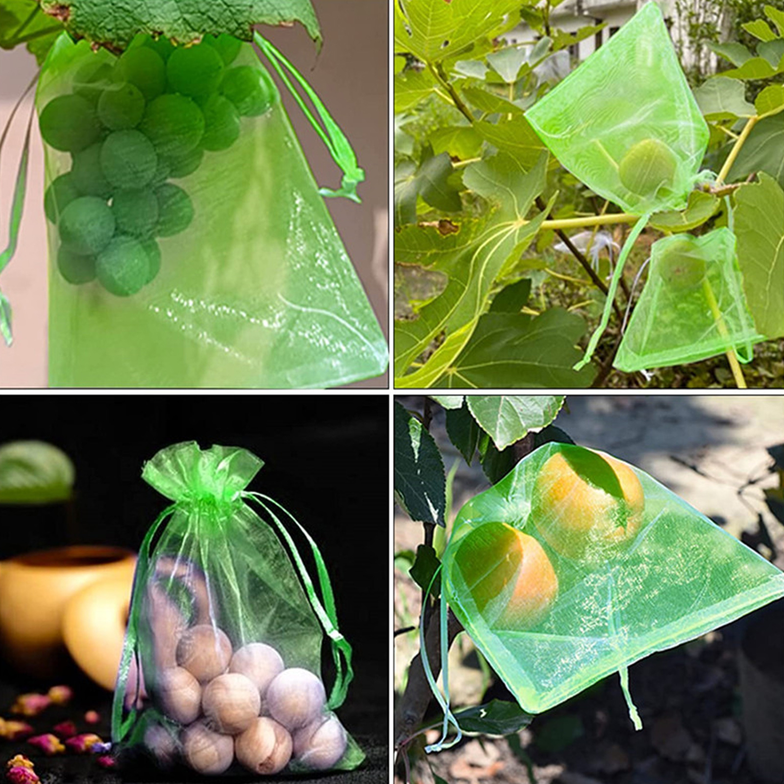 100pcs Fruit Protection Bags Drawstring Design Fruit Tree Net Bag for