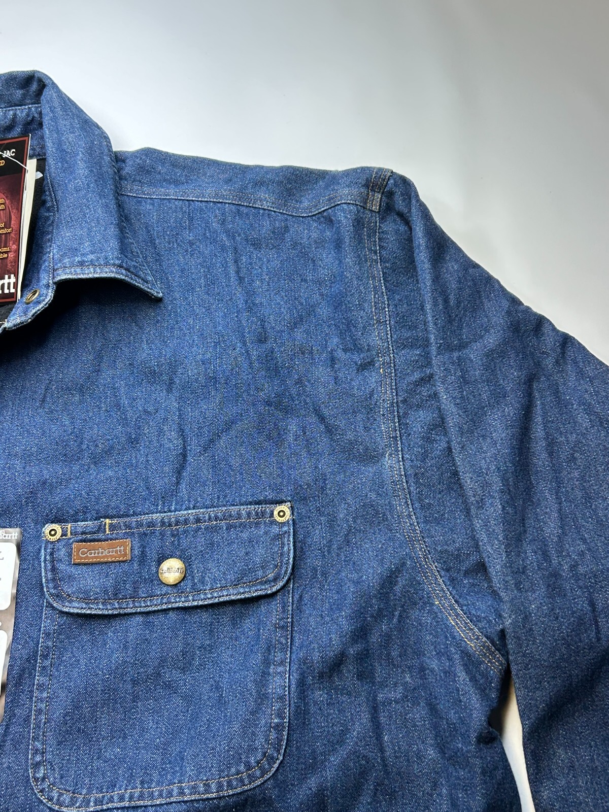 NWT Carhartt Denim Shirt JAC Fleece Lined Size X Large Regular 100% Cotton NWT