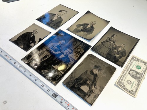 LOT OF 6 OVERSIZED large size TIN TYPE photos PHOTOGRAPHS VICTORIAN METAL - Picture 4 of 22