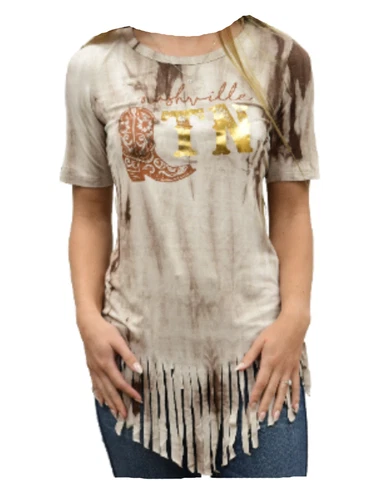 Kickin` Nashville T-Shirt Western Shirt Westernwear Fringe Line Dance Western