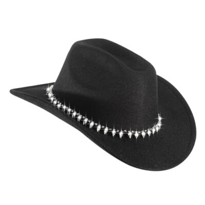 Belt Decor Bohemian Style Solid Cowgirl Hat Sequin Embellished Cowboy Hat Fedora CaySep Women-Western-Glitter-Cowboy Hat - Sparkle-Cowgirl  main image 3