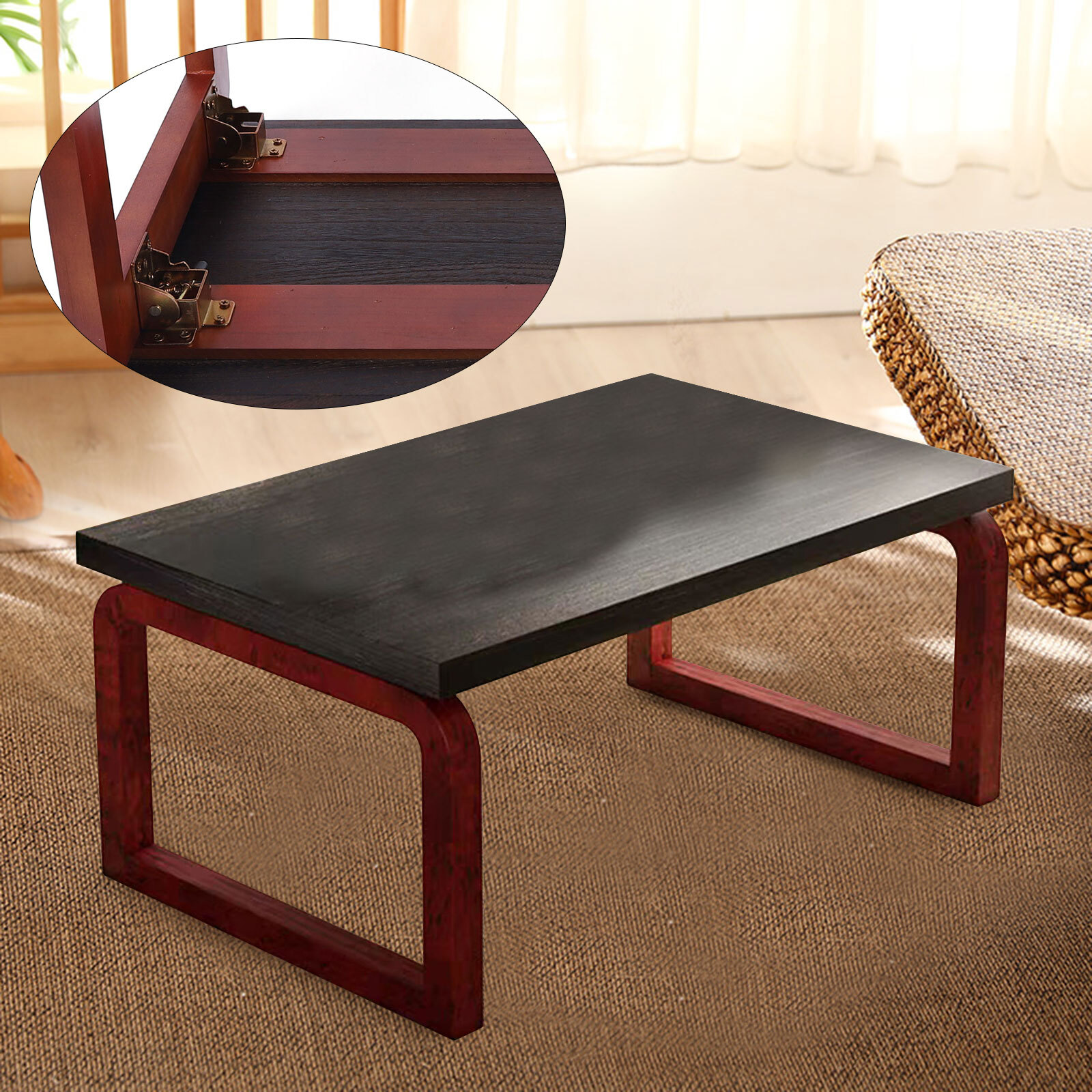 Foldable Wooden Coffee Table Compact Laptop & Tea Picnic Table