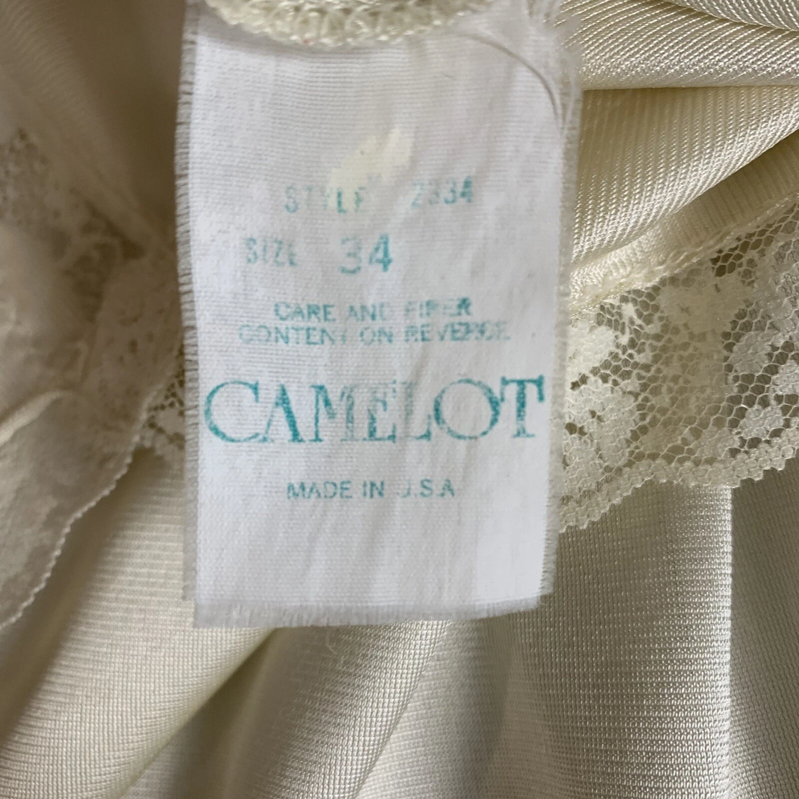 OFF WHITE Abito intero Camelot vintage donna taglia 34 bianco sporco slip con spalline regolabili in pizzo