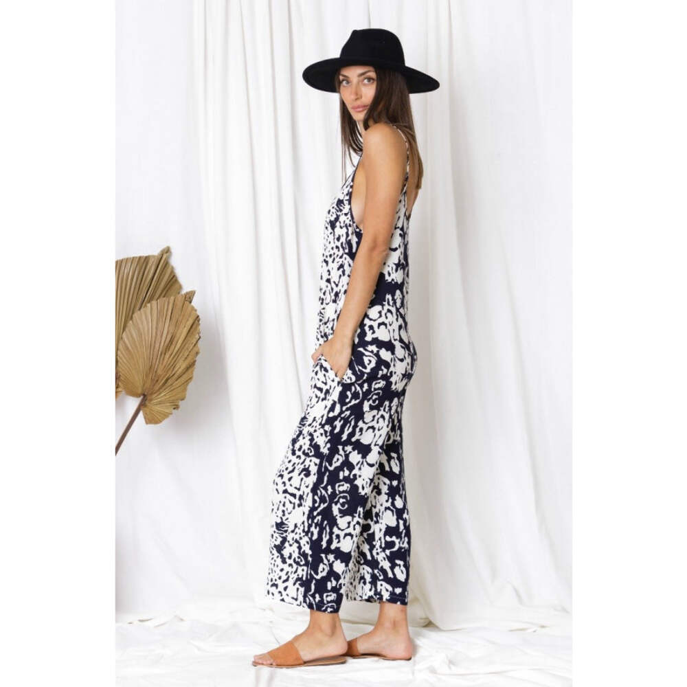 Love Lily The Label - Navy Leopard Pippa Jumpsuit with Pockets image 5