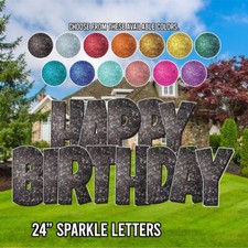 24" Sparkle Happy Birthday EZ Set Yard Sign Set  5pc Outdoor Lawn Decorations