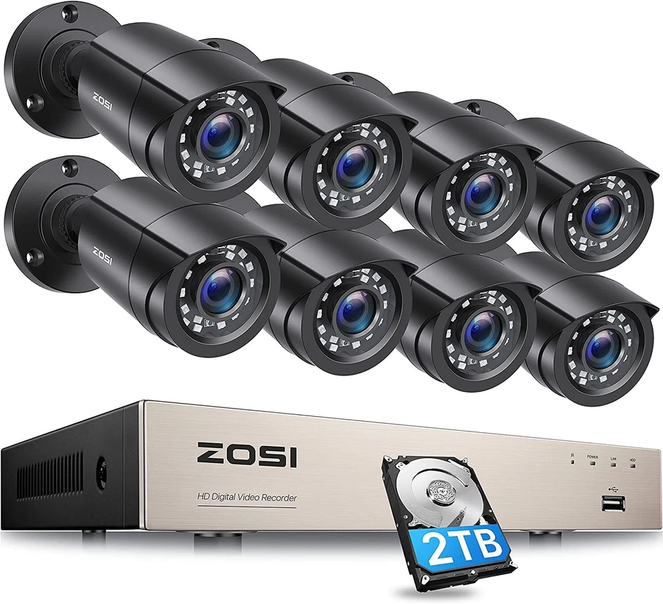 ZOSI 8CH 2TB DVR Kit Videosorveglianza 1080p con 8 Telecamere App Gratuita