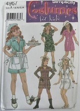UNCUT Simplicity Sewing Pattern 4967 Costume Occupations Girls Size 7-14