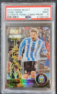 2015 Panini Select #16 Lionel Messi Ultimate Team Camo Prizm /249 