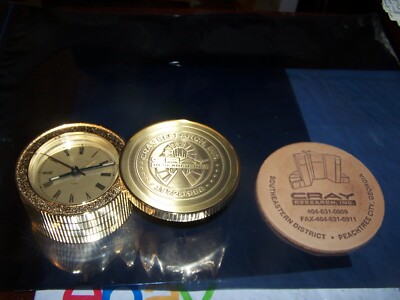 CRAY RESEARCH INC. Desktop clock labeled ''1972-1996'' and Drink Coaster