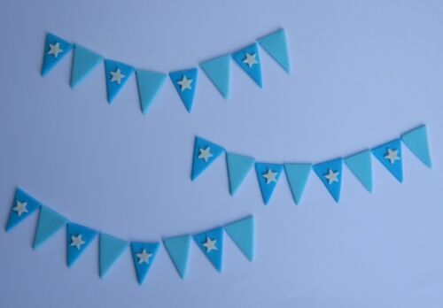 24 edible BUNTING FLAG TRIANGLES cake topper CUPCAKE DECORATIONS baby shower - Bild 1 von 1