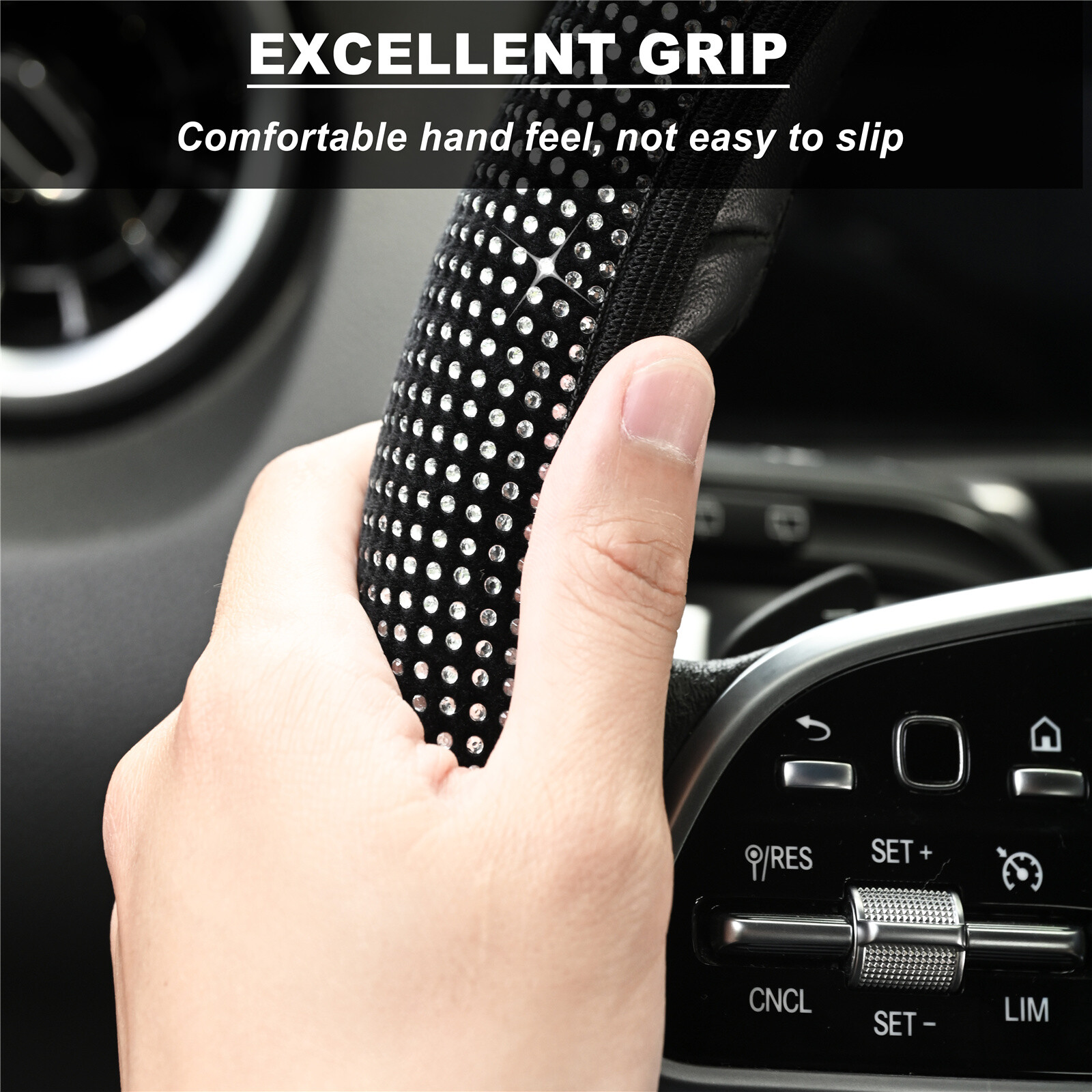 Sparkling Crystal Diamond Universal Car Steering Wheel Cover