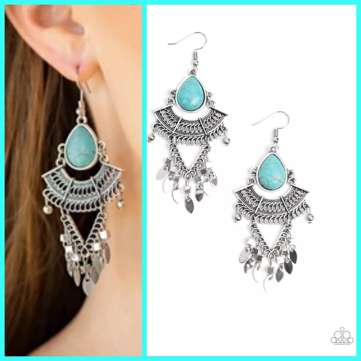 Paparazzi Vintage Vagabond Blue Crackle Earrings LOP EXCLUSIVE