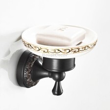 Bathroom Wall Mounted Ceramic Soap Dish Holder Shower Soap Dishes Black Brass