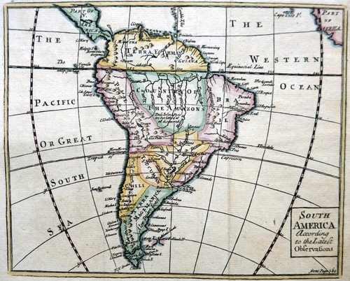 SOUTH AMERICA BY JOHN SENEX c1749 GENUINE ANTIQUE COPPER ENGRAVED MAP - 第 1/6 張圖片