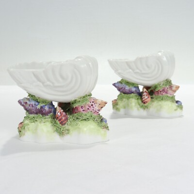Antique Samson Worcester Style Porcelain Figural Seashell Sweetmeat Bowls/Dishes