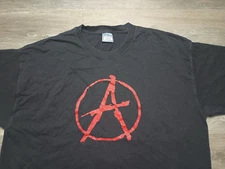 Anarchy vtg T Shirt circled A logo 90s Y2K XXXL Black tee Punk Rock Metal Skater