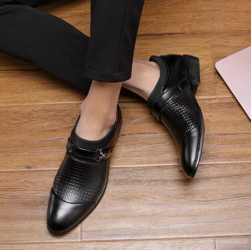 Men's Faux Leather Shoes Formal Business Dress Slip On Casual Oxfords Flats Pump - Picture 9 of 17