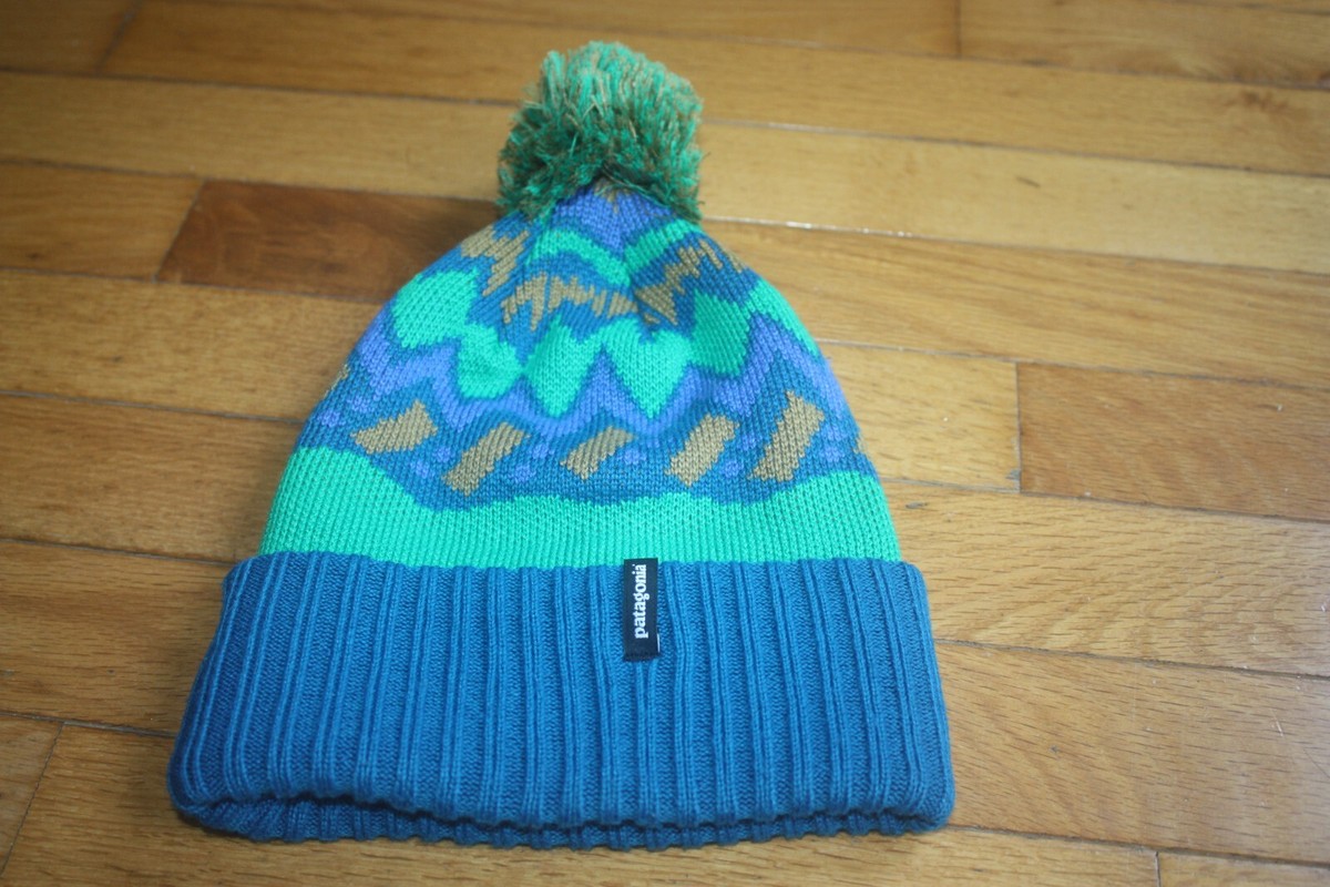 NWT Patagonia Kids Unisex Powder Town Pom Beanie Crater Blue One