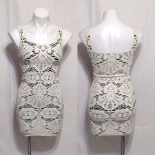 Intimately Free People Medallion Lace Chrochet Slip Stretchy Bodycon Dress XS/S