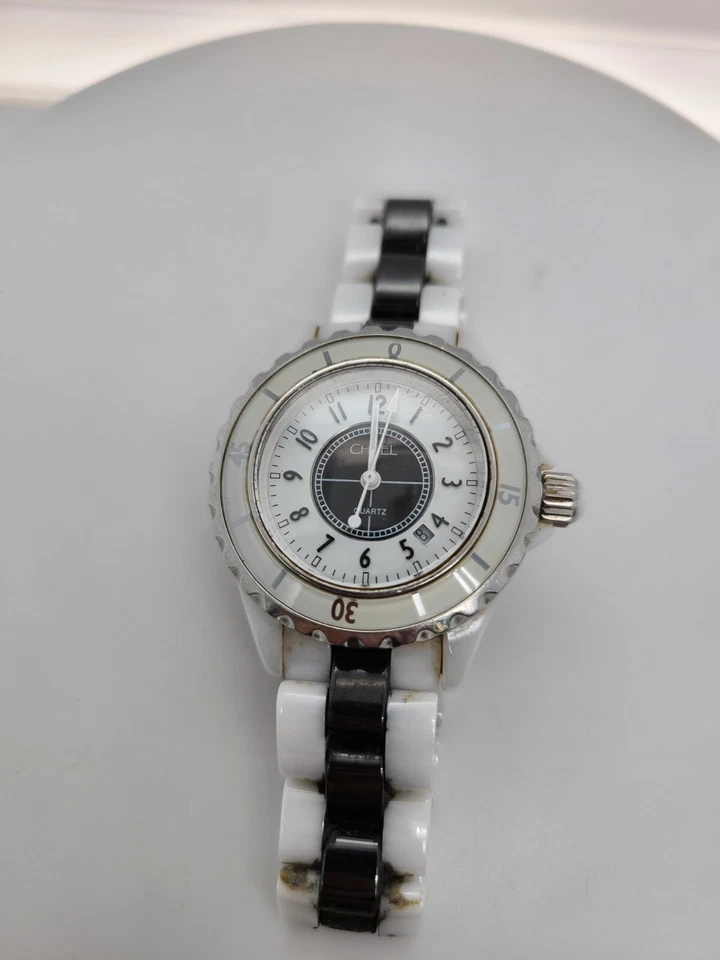 Reloj Mujer Cuarzo Cerámico Blanco/Negro Cincel para Piezas/Reparación Foto 2 de 4