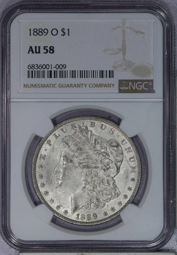 1889-O Morgan Silver Dollar $1 NGC AU58 - Sweet original coin!