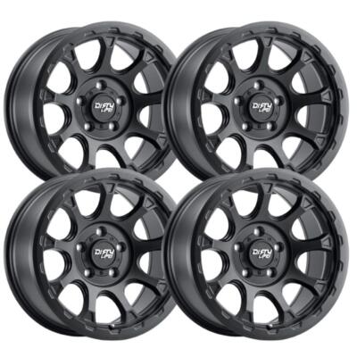 (Set-4) Dirty Life Drifter 17x8.5 5x127 -6mm Satin Black Wheels Rims 17 Inch