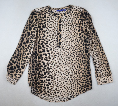 APT. 9 Women's Top Size M Leopard Cheetah Animal Print Long Sleeve Blouse