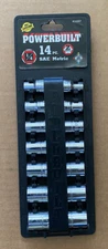 NEW Powerbuilt #640087 6 Pt. Socket Set, 14 Piece, SAE/Metric, 1/4 NIP