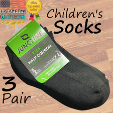 3 Pairs of Children's SOCKS Black Low Cut Ankle Size 7-2 Half Cushion Kids