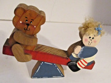 Hand Crafted and Painted See Saw with Boy and Teddy Bear SKU 2481 