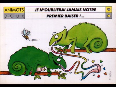 AMOUR de CAMELEON Couple / SOUCHE ANIMOTS / HUMOR illustriert von Daniel MENNEBEUF