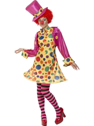 Ladies Clown Lady Fancy Dress Costume & Tights by Smiffys