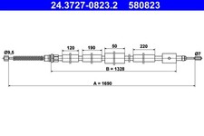 ATE Bremsseil Seilzug Feststellbremse 24.3727-0823.2 für 306 7C 7E N3 N5 PEUGEOT