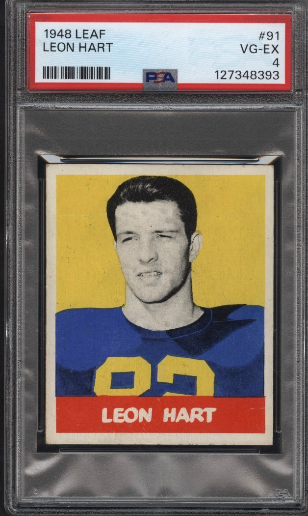 1948 Leaf #91 LEON HART ROOKIE Notre Dame PSA VG-EX 4+ Hi End & Centered!