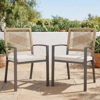 Outdoor Patio Chairs Set of 2 Heavy Duty Wicker Rattan Outdoor Dining Chairs