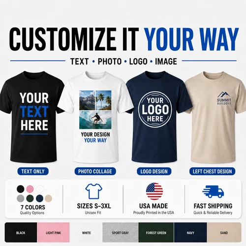 Custom T-Shirt Men’s Personalized tee Name Text Logo S-5XL 1 3 6 Pack Wholesale image 2