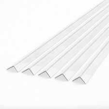 5 x Clear 1 Metre uPVC Plastic Rigid Corner Trim 50x50mm 90 Degree