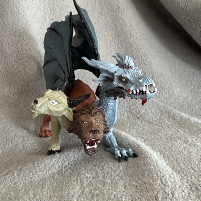 Fantasy Dragon Figure Lot with Horned Animal and Two-Headed Creature Figures