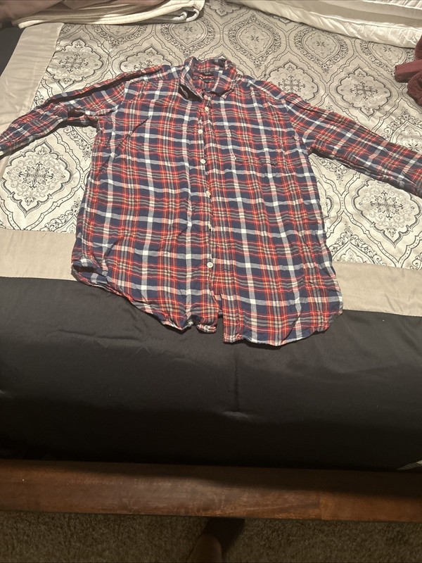 Vintage Y2K Gap Flannel 100% Cotton Long Sleeve Button Down Red And Green Sz S